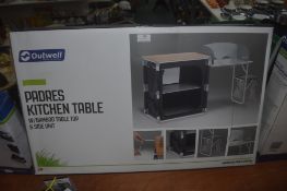 Outwell Padres Folding Camping Kitchen Table with Bamboo Worktop and Side Unit