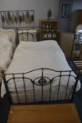 Brass & Black Metal King Size Divan Bed Frame with Relyon Pocketed Soft Spring Mattress 5ft wide