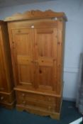 Solid Pine Double Wardrobe with Two Drawers
