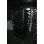 * Stainless Steel Mobile Tray Rack Containing Stainless Steel Trays to Suit Combi Oven