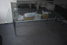 * Glass Topped Meeting Table on Four Chrome Tapered Legs 90x180cm
