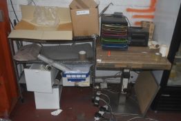 * Chrome Adjustable Shelving Unit, Worktable, Citizen CLS521 Printer, Net Gear Router, etc.