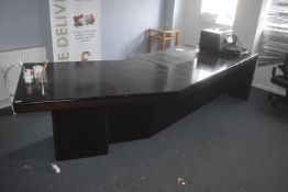 * Contemporary Style Dark Oak Effect Executive L-Shape Desk in with Inlet Leather Writing Section