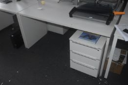 * White Office Table 140x60cm with Matching Drawer Pedestal