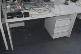 * White Office Table 140x60cm with Matching Drawer Pedestal
