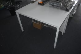 * White Side Table on Four Square Legs 120x60cm