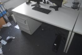 * White Office Table 140x60cm with Matching Drawer Pedestal
