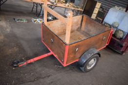 Single Axle Trailer 92x122cm +70cm long Hitch Pole, Mini Wheels/Hubs