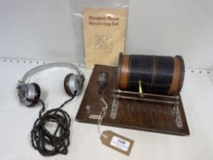 Meccano No.1 Crystal Radio Set circa 1922 with Instructions (headphones not original, dial readout