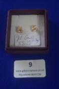 Pair of 9ct gold Cat ear studs with Cubic Zirconia (0.3g)
