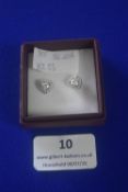 Pair of Silver Heart Shaped ear studs with Cubic Zirconia