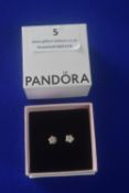 Pair of Pandora Silver Crystal Star ear studs