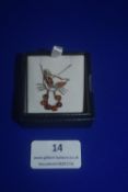 Sterling Silver Cat pendant and chain set with Amber stones
