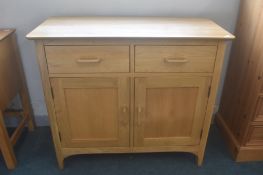 Solid oak two drawer sideboard