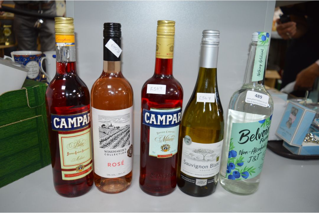 5x Bottles of Wine, Campari, etc.