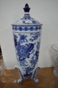 Large Blue & White Chinese Style Lidded Pot