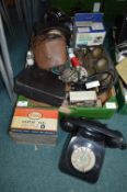 Vintage Items Including Clocks, Telephones, etc.