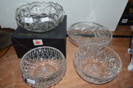 4x Cut Glass Lead Crystal Fruit Bowls