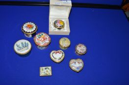 9x Enamel Pill Box by Spode, Royal Worcester, etc.