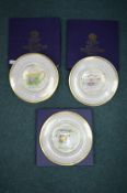 3x Royal Worcester Teacup Pattern Plates