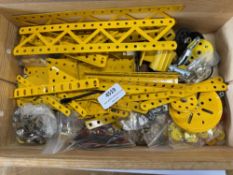 Quantity of Various Meccano Components Maily Yellow and Hardware (crate not included)