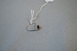 950 Silver Ring with Black Stone Size: P ~2.5g