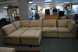 * Thomasville Six Piece Sectional Corner Sofa in Beige Upholstery