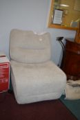 * Beige Upholstered Electric Reclining Chair with Device Holder