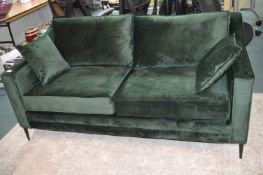 * Green Velvet Two Seat Sofa with Cushions