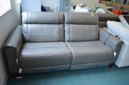 * Grey Leatherette Electric Reclining Three Seat Sofa