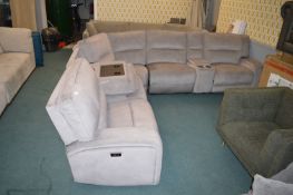* Excalibur Grey Fabric Six Piece Power Reclining Sectional Corner Sofa