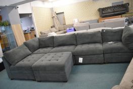 * Thomasville Tisdale Dark Grey Fabric Modular Sofa with Button Tufted Seats and Matching Storage