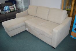 * Coral Aria Beige Fabric Convertible Sofa Bed with Chaise