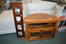 Oak Effect Corner TV Cabinet 80x45cm, and a Wooden CD Cabinet 92cm tall