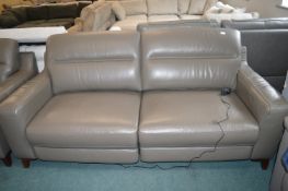 * Grey Leatherette Electric Reclining Two Seat Sofa