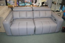 * Grey Leather Electric Reclining Sofa