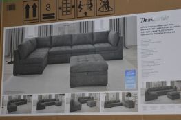 * Thomasville Dark Grey Fabric Six Piece Modular Corner Sofa (in 4x boxes)