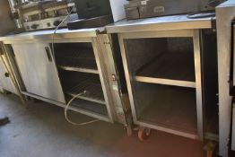 Two Section Hot Cupboard 160cm long x 90cm high plus Shelf Unit 60cm long x 90cm high