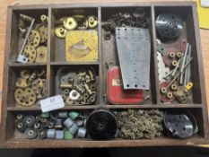 Wooden Components Tray Containing Various Meccano Components