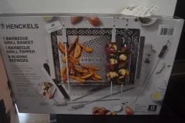* Henckels Barbecue Grill Basket with Grill Topper and Sliding Skewers