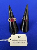 2x Gold Plated 925 Sterling Silver Rings with Gems ~6.2g total