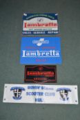 Four Lambretta Advertising signs and a ‘One Moving Scene ?? Banner