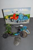 Tile with depictions of Lambretta’s plus a Mosaic Tile and bottle opener