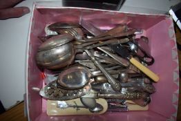 Box of Assorted EPNS Cutlery etc.