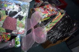 Box of Halloween Decorations and Costumes