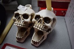 Pair of Skull Candle Holders