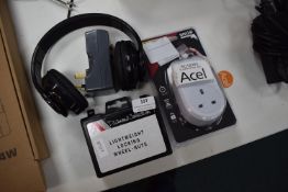 2x Safety Plugs, Locking Wheel Nut Set, and an EG Tech Headset