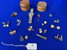 Quantity of Cufflinks, Tiepin, and Wristwatch (AF)