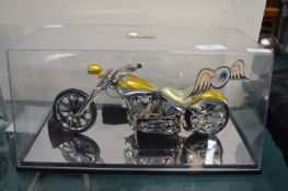 Von Dutch chopper in display case