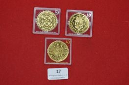 The Millionaires Collection – Three Gold-Plated Historic Coin Replicas – Three large proof-like